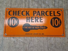Vintage 1920/30's American Locker Co. 10¢ Porcelain Advertising Sign 16