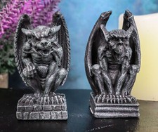 Gothic Notre Dame Guardian Mini Gargoyle Statue Set of 2 Miniature Fairy Garden picture