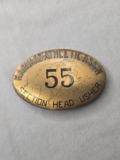 RARE 1920s VINTAGE HARVARD UNIVERSITY BRASS EMPLOYEE ID BADGE PIN - ATHLETICS picture