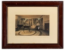 Antique Wallace Nutting Hand Tinted Photograph, A Colonial Home, Interior picture