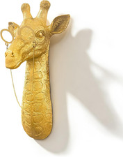 Golden Giraffe Animal Head Wall Decor with Glasses, 11.5” Tall Resin picture