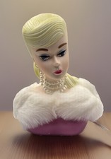 Vintage Enesco Barbie Enchanted Evening Lamp / Night Light Ceramic Bust W/ Box picture