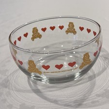 Vintage 1984 Care Bears Glass Bowl American Greetings Red Hearts Made in Canada picture