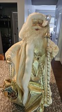 Stunning 27 Inch Tall Winter Santa Figurine, Stand Alone Or Tree Topper picture