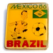 Soccer Pins SCARCE RARE VNT 1986 Mexico World Cup Pin Flag Country BRAZIL Pin picture