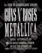 1992 Guns N' Roses Metallica Concert Memorial Coliseum Los Angeles Ad 8x10 Photo picture