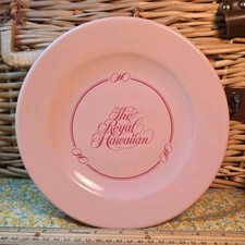 Vintage Royal Hawaiian Hotel Pink Restaurant Ware Plate Crown Crest Logo Incised picture