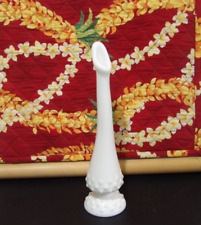 Fenton White Milk Glass Hobnail Swung Stretch Pedestal Bud Flower Vase 9 7/8