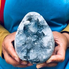 3.87LB Natural Blue Celestite Geode Quartz Crystal Mineral Specimen Healing picture
