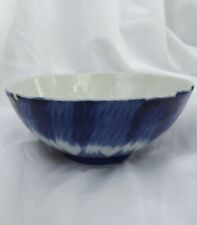 Vintage Porcelain Footed Petal Look Blue White Asian Large Rice Bowl 6