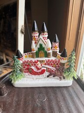 Vtg Christmas Castle Santa Sleigh Holiday Figurine Hong Kong Kitchy picture