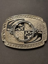 Western Silver Dollar Belt Buckle Blank Insert 39mm Coin Bezel Scroll picture
