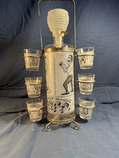 MCM Gay 90s Saloon Shot Glasses and Seltzer Bottle with Holder picture