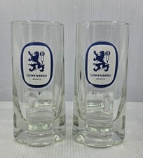 2 -Vintage Lowenbrau Munich  Heavy Glass Beer Mugs  Beer Steins picture