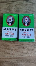 Vintage Grandpa's Wonder Pine Tar Toilet Soap Lot 2 Bars 1980s 1990s picture