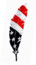 Feather USA Flag Feathers Patriotic Patch Iron on PATCH BY MILTACUSA picture