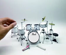 Miniature Drum Kit White Instrument Display Band Gift Musical Scale 1/12 picture