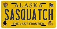 Bigfoot YETI Sasquatch metal 1980's Alaska Aluminum License Plate picture