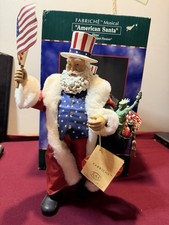 WORLD OF SANTAS KURT ADLER FABRICHE MUSICAL “AMERICAN SANTA”-STARS & STRIPES picture