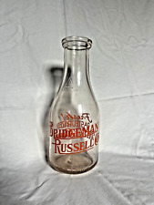 Vintage Bridgeman Russell Dairy Glass Milk Quart Bottle, Orange Label picture