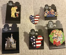 6 RARE, Authentic 2001 Disney Pins (Firefighter, 2Mickey, Cinderella, 100yrs) picture