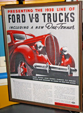 1938 ORIGINAL VINTAGE FORD V8 TRUCKS AUTOMOBILE ADVERTISING MAGAZINE ADD FRAMED picture