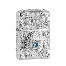 Zippo Armor Lighter Handmade 3D Relief Engraved Silver Hexagram Luxury Gift picture