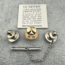 VTG North American Rockwell 1/5 10K Gold 20 Year Service Pin Tie Tack W/ 2 Gems picture