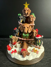 The Danbury Mint Dachshund Family Christmas Tree Lighted Resin Figurine picture