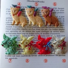 VINTAGE France Cat Dog Brooch Celuloid Unused Retro Jewelry 4.3x3.5cm picture