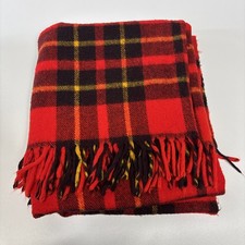VTG Faribo Faribault Woolen Mill Red Tartan Plaid Wool Throw Blanket 60x53” USA picture