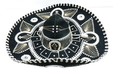 Vintage Large Mexican Pigalle Sombrero Mariachi BLACK Hat  Paris 1900-Roma 1898 picture
