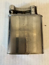 Vintage Art Deco Style Petrol Lighter Silver Tone Engraved Metal Collectible picture