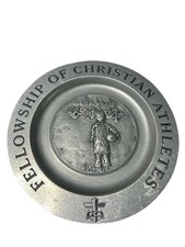 Vintage Fellowship of Christian Athletes Aluminum Charger Plate Tray 10.5