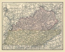 Map of KENTUCKY & TENNESSEE from 1912 - 8.5 x 11 Inch Photo Reprint picture