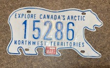 Vtg Explore Canada's Artic Northwest Territories Bear Shaped License Plate 15286 picture