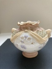 Antique Doulton Burslem latticework hand painted miniature vase. As Is. picture