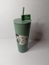 Starbucks x Peanuts Snoopy & Lucy Green Tumbler Cup w/ Straw Coffee & Tea picture