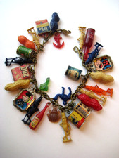 VTG 1939-40 New York World's Fair ADVERTISING Promo Charm Bracelet LOADED picture