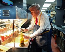 President Donald Trump working at McDonalds 10X8 Photo Reprint picture
