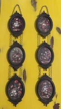 Pair of VTG Italian Triple Oval Floral Wall Hangings Ornate Gold Tone Metal 19” picture