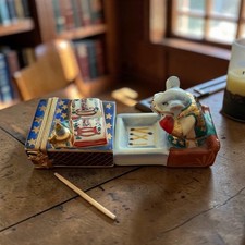 Rare Limoges Peint Main Merry Christmas Mouse Reading In Matchbox Bed picture