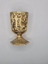 Brass Catholic Votive Candle Holder - IHS - 5