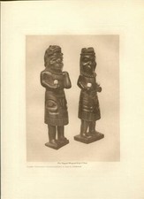 1915 Original Photogravure | Slate Carvings Representing A Haida Shaman | Curtis picture
