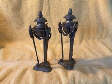 Pair of Vintage bronze neoclassical Incense/Candle Holder garland With Lids picture