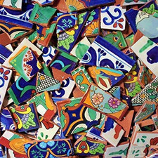 Broken Mexican Talavera Tiles Handmade Mix Designs 10 Pounds picture