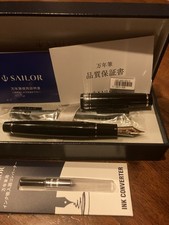 Sailor Professional Gear Silver Fountain Pen Black Medium Nib 11-2037-420 picture
