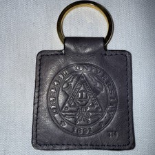 Vtg Drexel University SCIENCE INDUSTRY ART Emblem Crest Leather Key Fob 2” X  3” picture