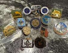 Lot of 13 Masonic Freemason Lodge Enamel Lapel Pins Canada USA Collectibles picture