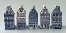 LOT of 5 Delft Blue & White 5-1/2” Dutch Canal Houses Hand Painted Pottery picture